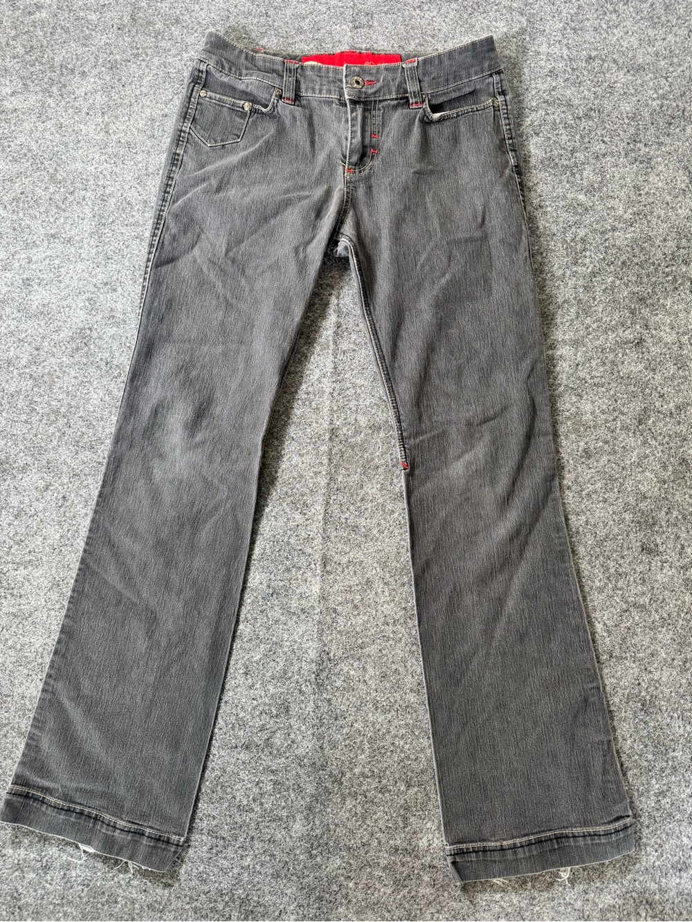 Ecko Red Womens Size 9 Gray Bootcut Jeans Red Stitch Y2K Denim Pants. Rare HTF